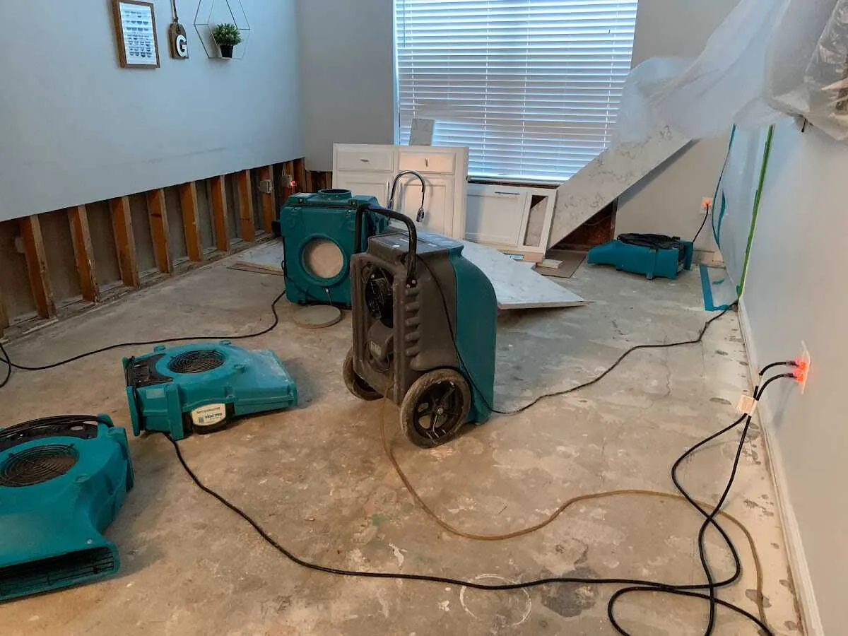 Dehumidifier in flood-cut room for Water Extraction & Removal in Morrow